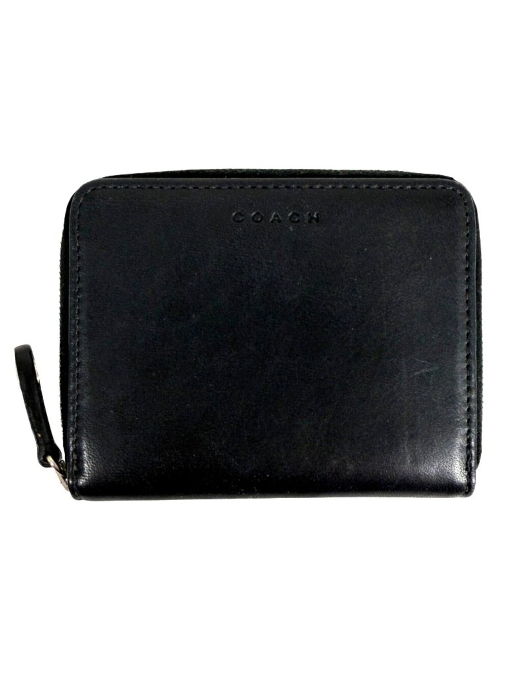 Coach Vintage Glove Tanned Black Leather Zip Around Small Coin Purse Card Wallet